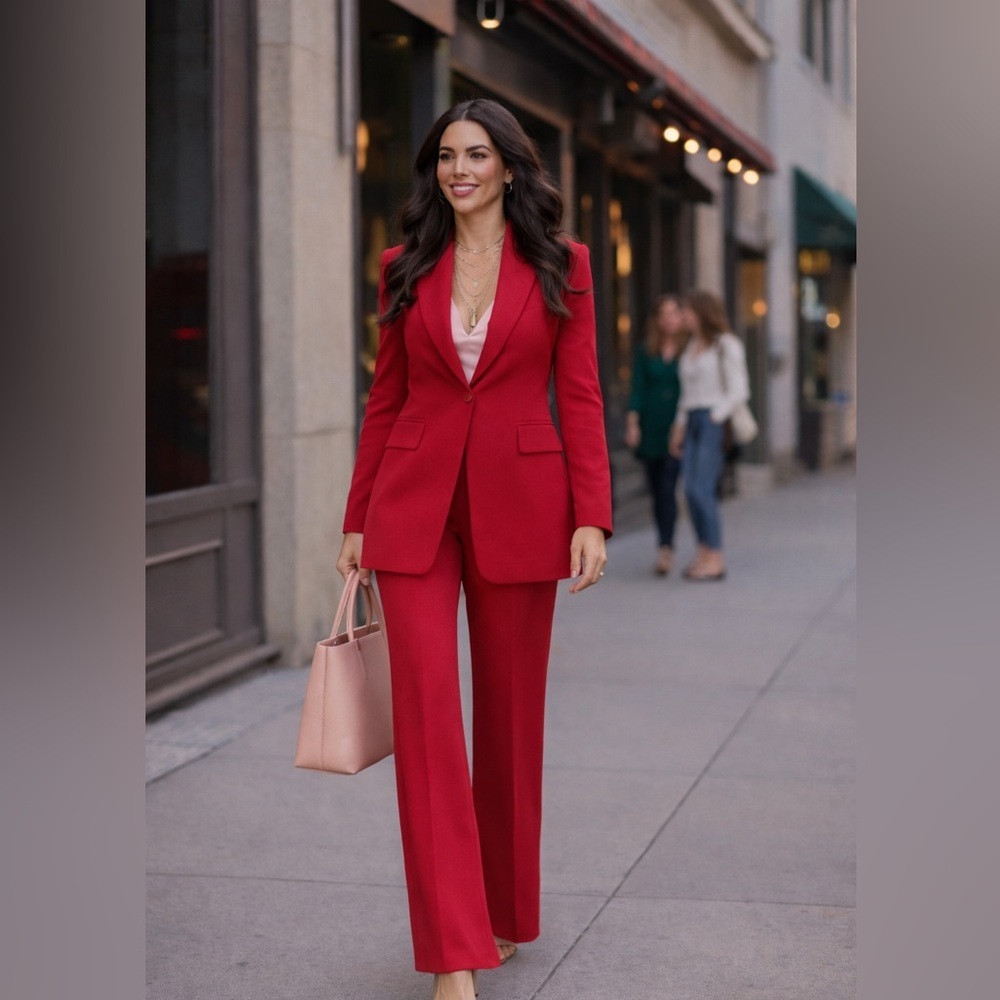 For Cynthia Vibrant Red sheer Women's Trousers vintage size 10